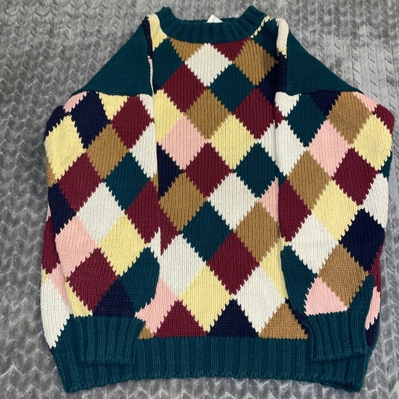 The Limited Vintage Argyle Ramie/Cotton Blend chunky sweater.  Heavyweight. M/L - Picture 10 of 12